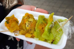 Coconut-y, sesame seeds, and maybe some sweet potatoes... not to sure but it was good!