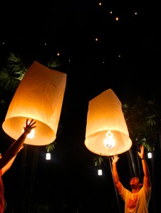 Mark and Eli sending off their lanterns. 